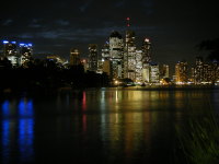 Brisbane skyline at night, seen from Kangeroo Point Cliffs